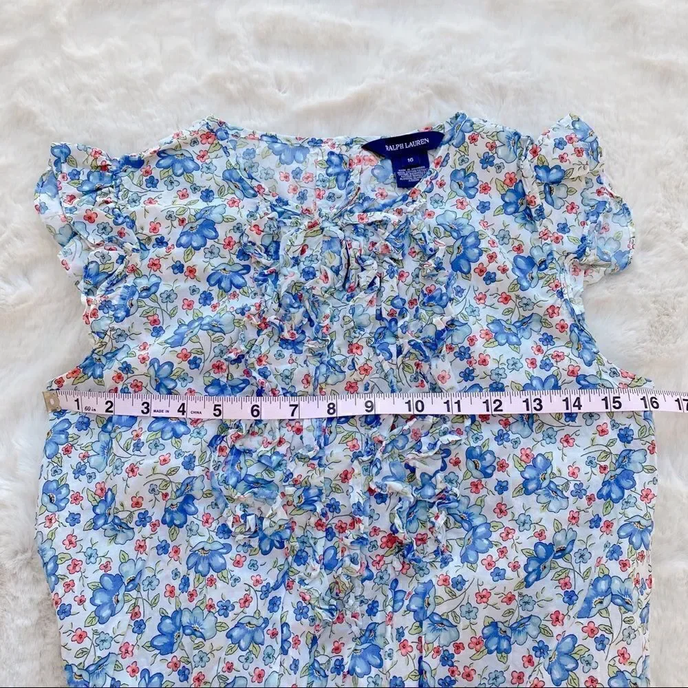Ralph Lauren Ruffle Sleeveless Floral Top Girl’s 16